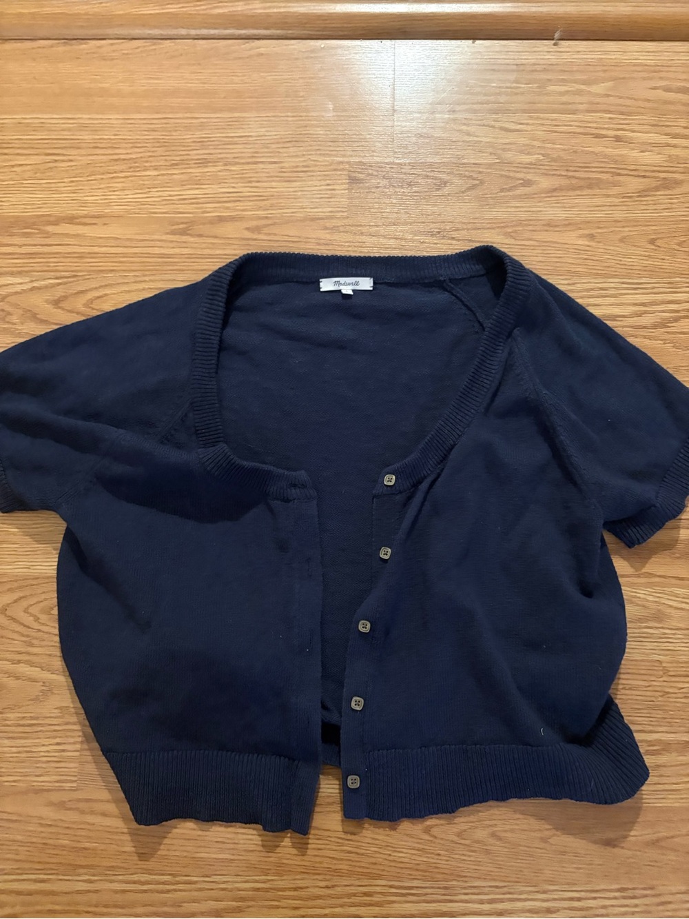 Madewell Short Navy Button-Front Women’s Sweater Cardigan